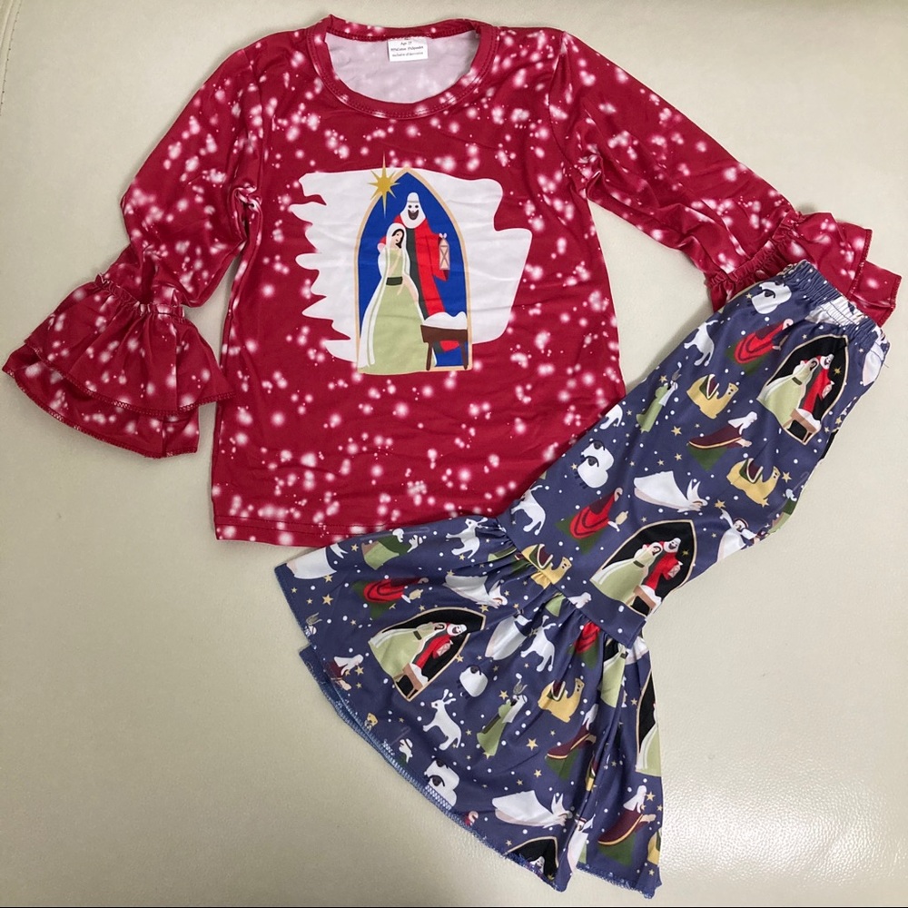Christmas Christian ✝️ Ruffle pants set - Picture 2 of 6